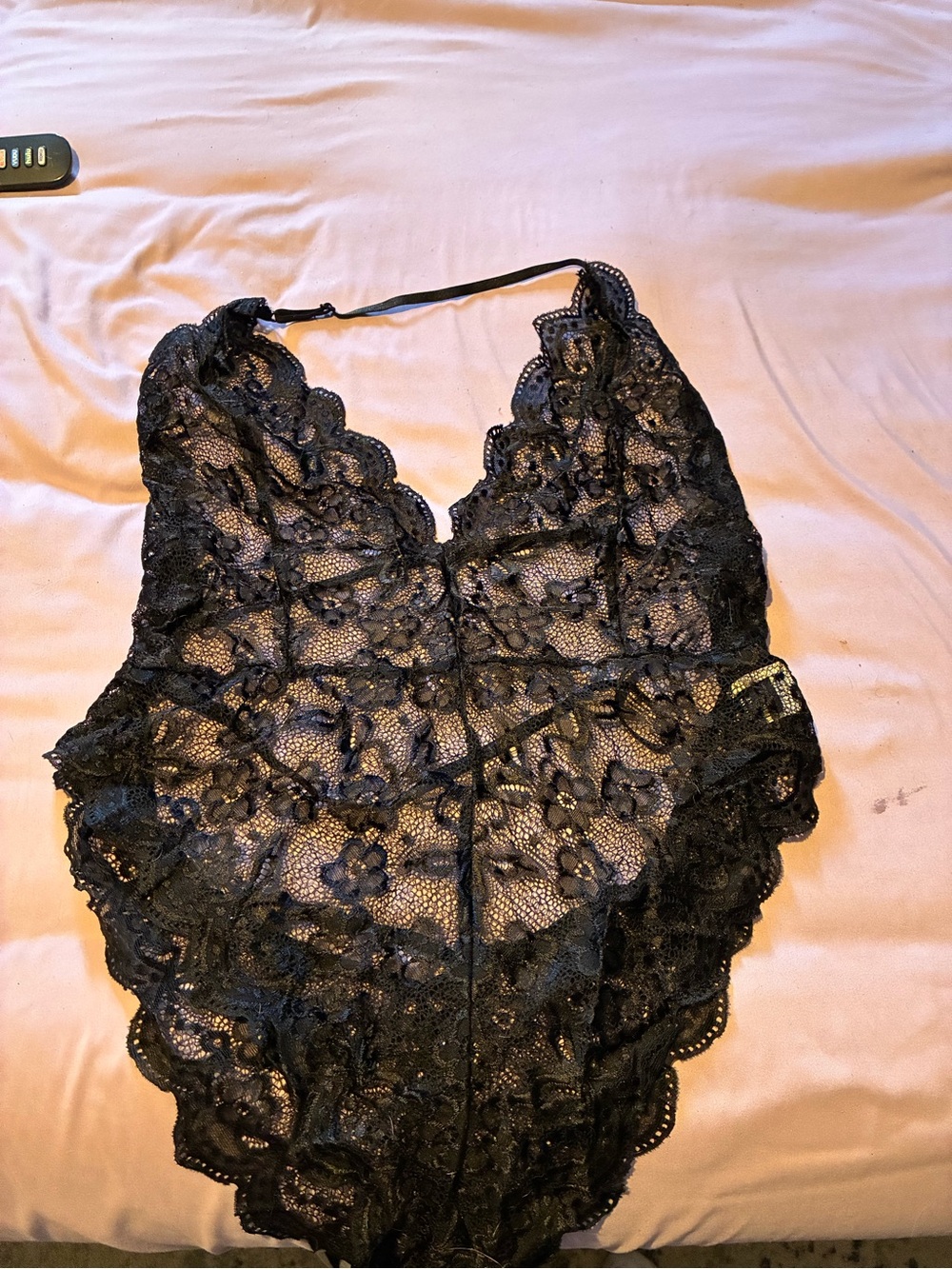 SHEIN Black Floral Lace Bodysuit Chemise